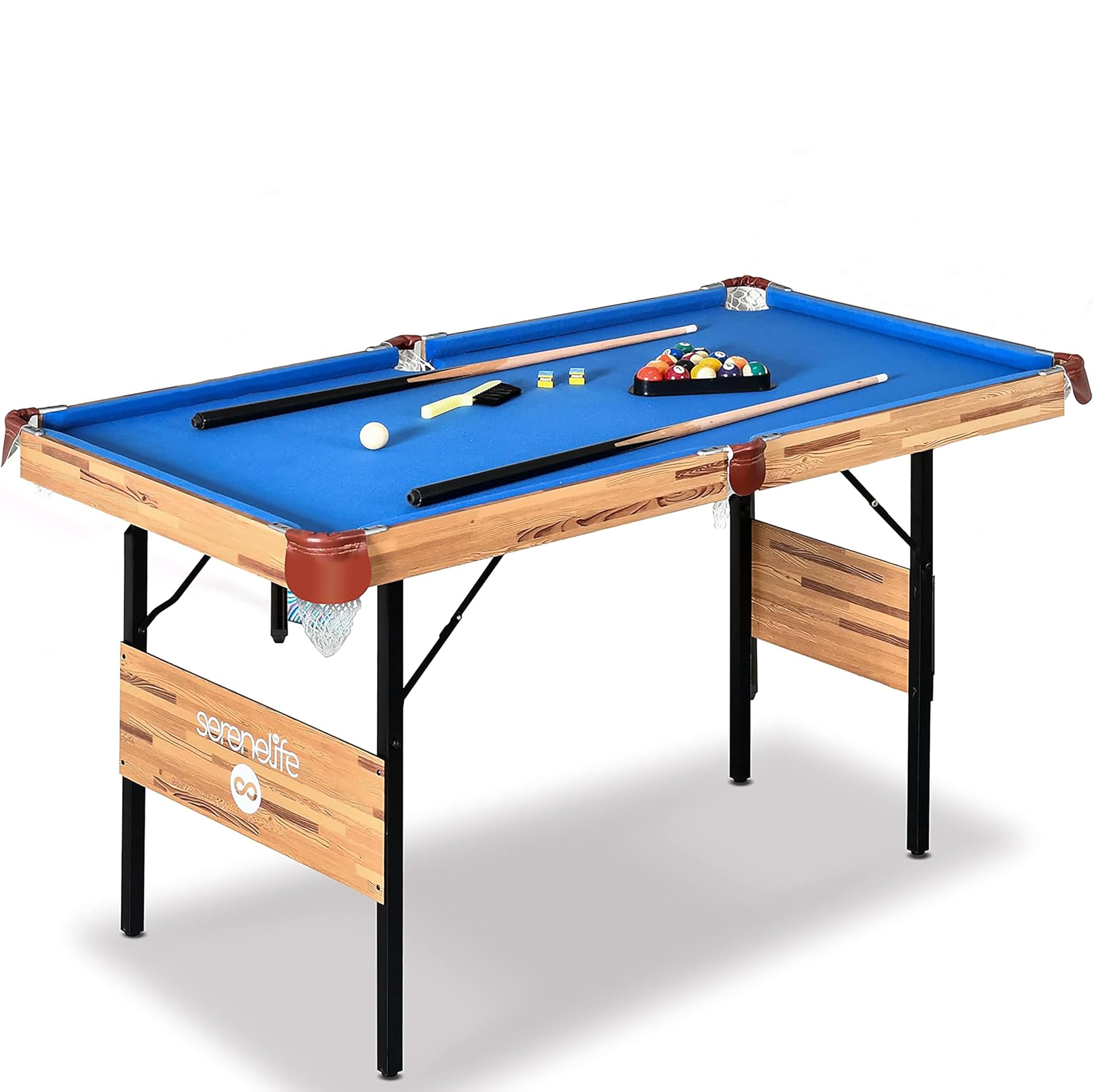 SereneLife Billardtisch Mini Klappbar Pool Table 137x74x78cm für Kinder mit Zubehör Blau