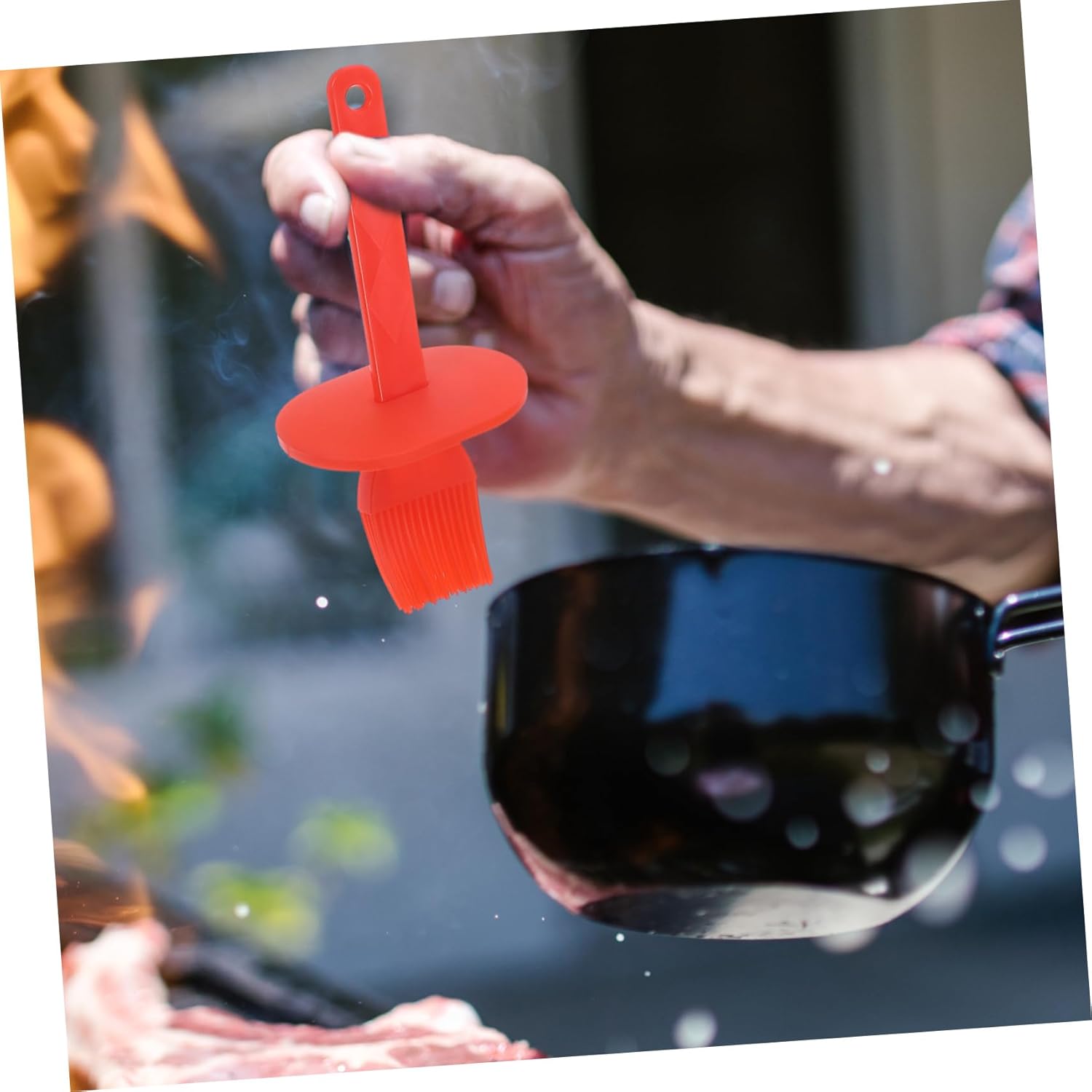 YARNOW 12sets Ergonomic Handle Bbq Basting Brush Multi-purpose Silicone Brush for Baking Grilling Outdoor Cooking Kitchen Supplies