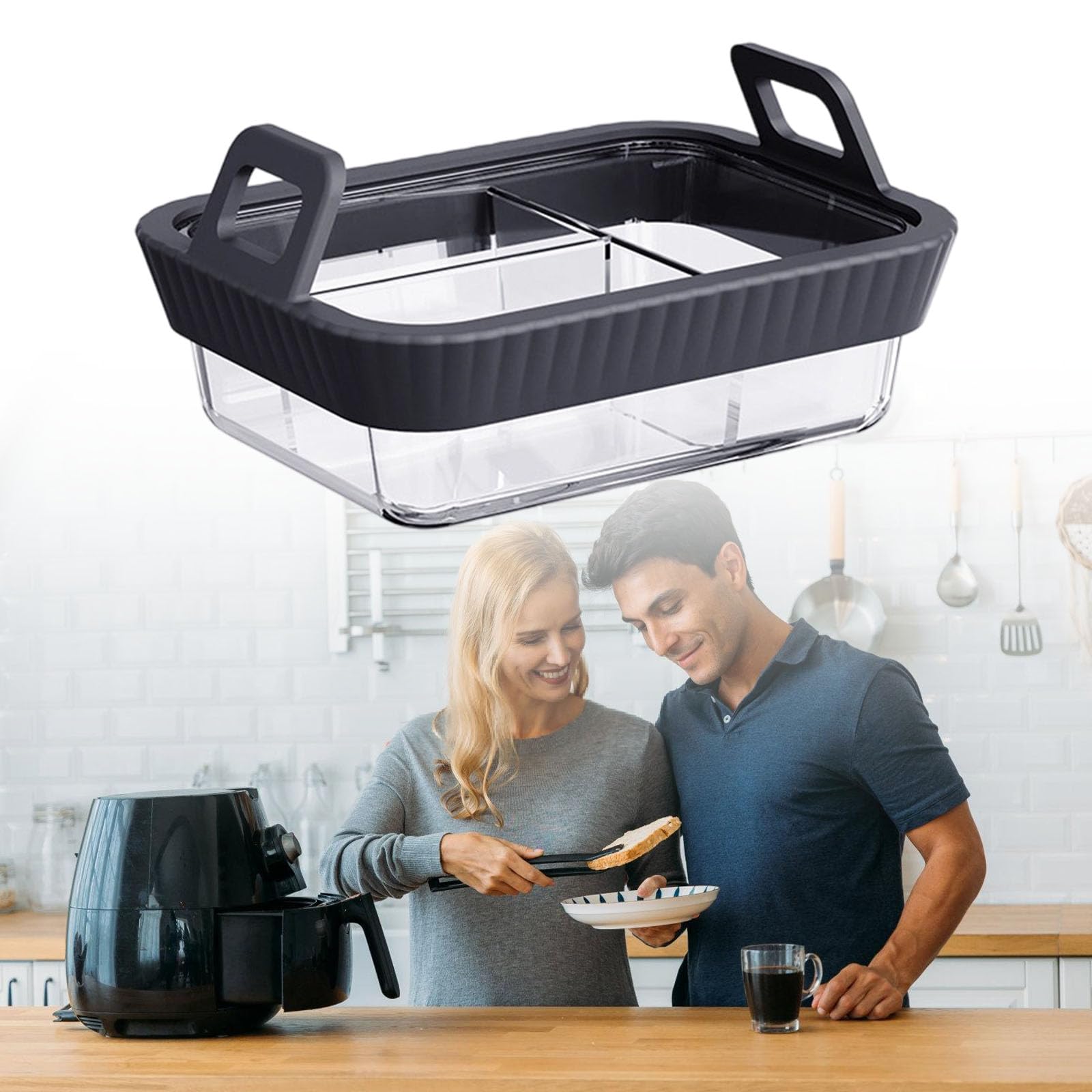 de Cuisson de Plateau d ' Insertion de Panier de poêle à air en Verre incassable avec Une Texture Lisse pour Un équipement de Cuisine Propre et Pratique