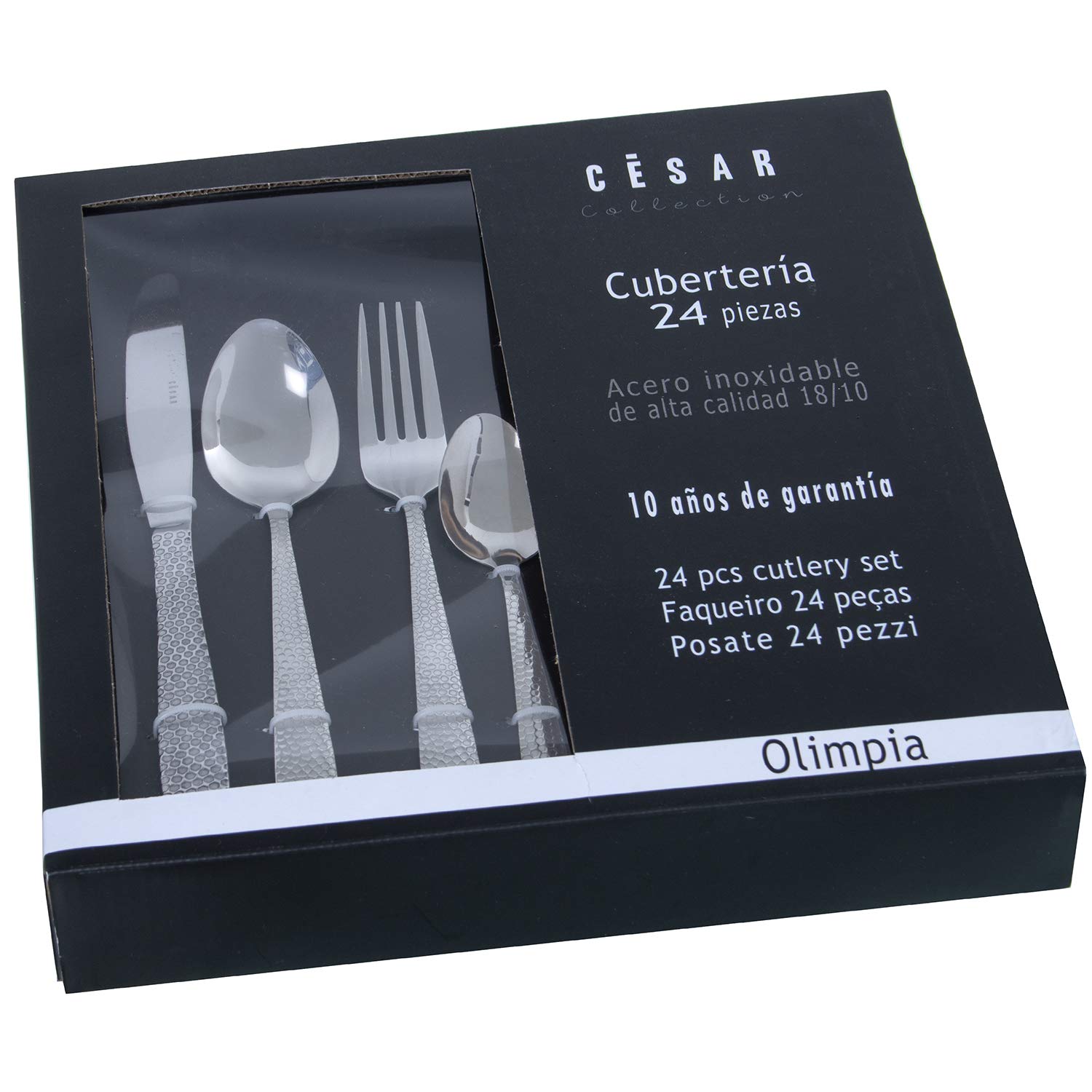 SET 24 CUBIERTOS ACERO INOXIDABLE 18/10 BRILLOOLIMPIA APTO PARA LAVAVAJILLAS