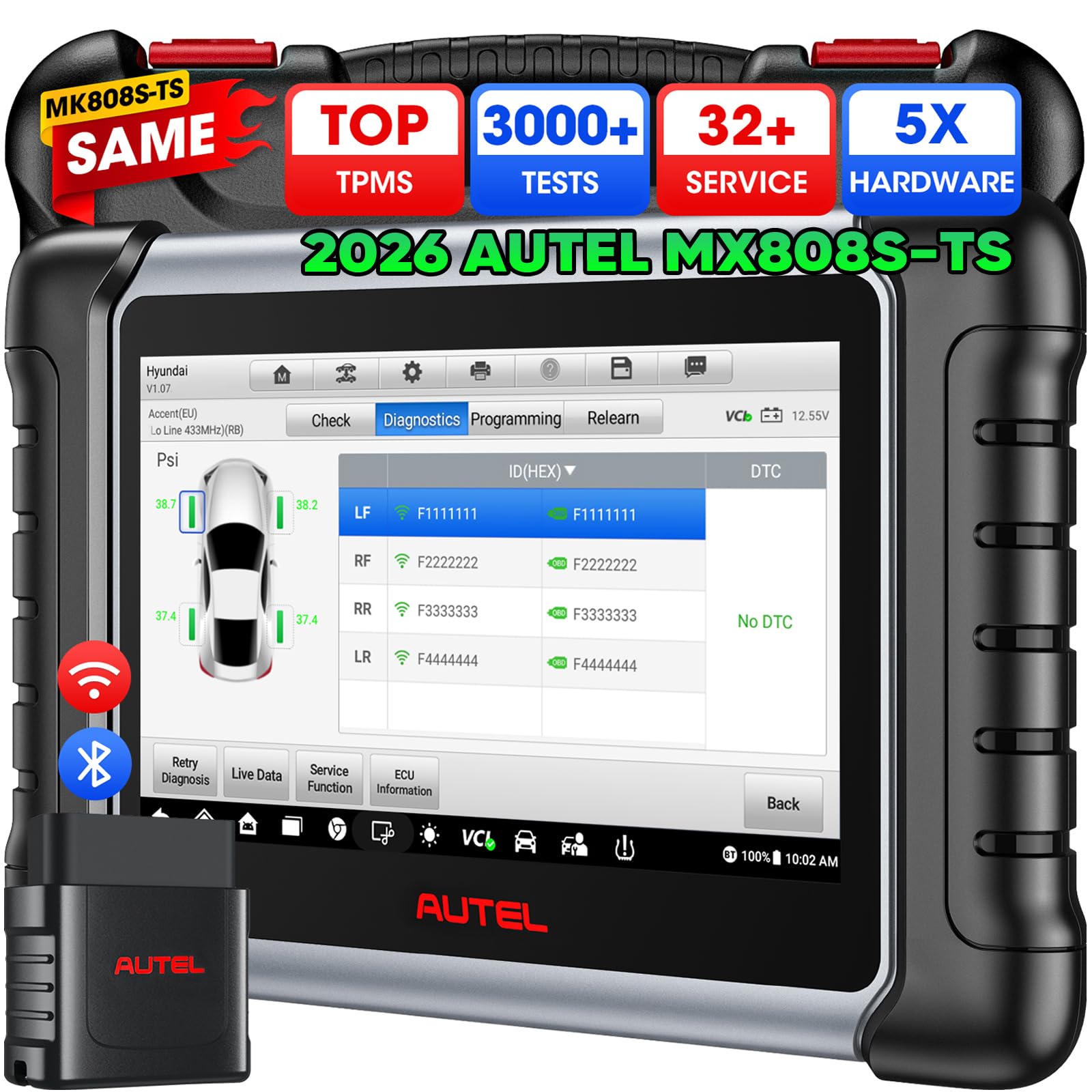 - Autel Scanner MaxiCheck MX808S-TS, 2026 Work as MK900TS TS900 MK808S-TS MK808Z-TS Up of MK808S MX808S, Top Top TPMS Programming, 3000+ Test Bidirectional Tool, 28+ Service, All System, FCA SGW, OS 11