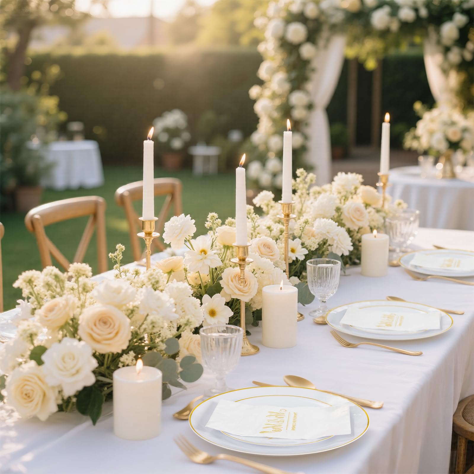 Gold Wedding Plates & Napkins - 175 Pcs -3
