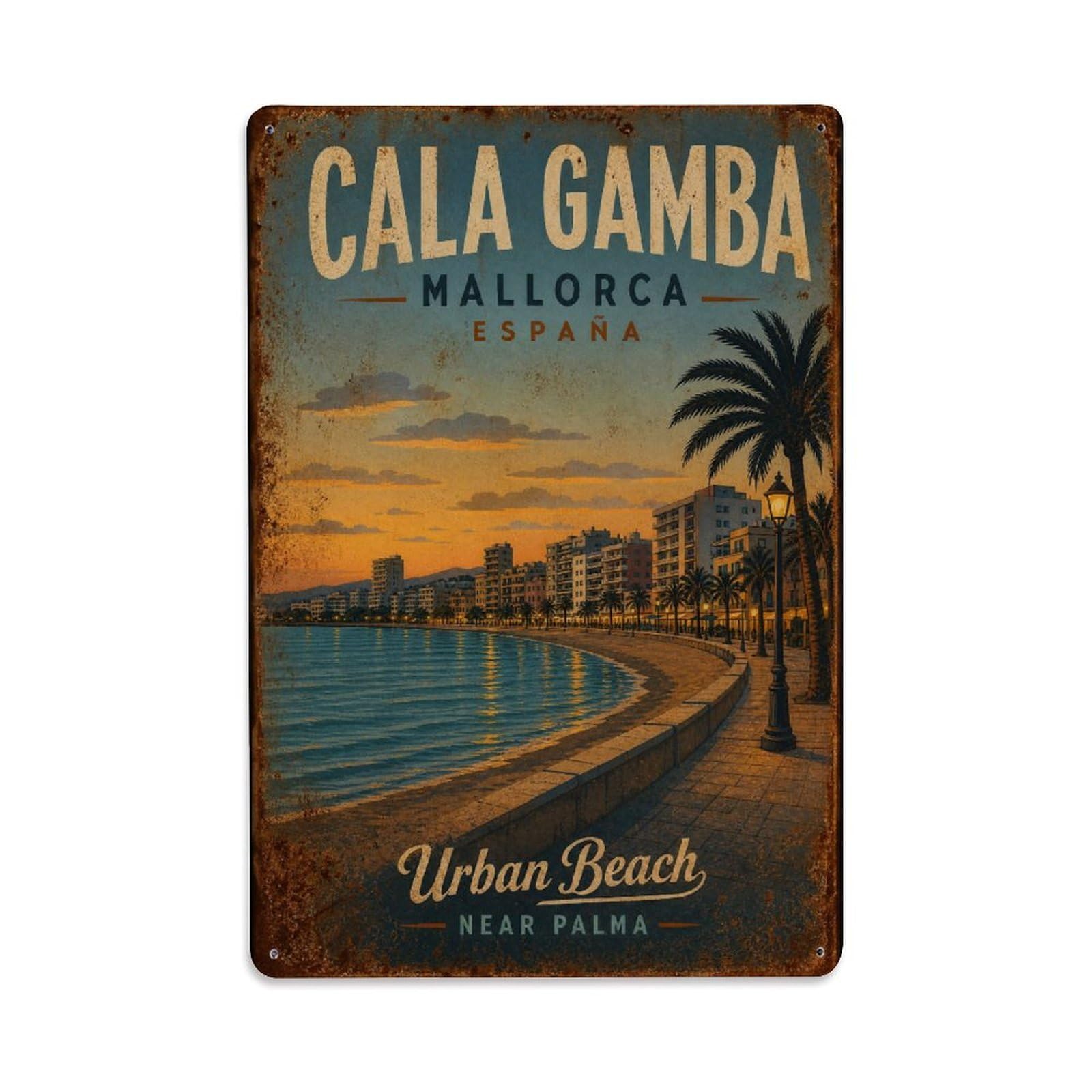 Tgrcjimh Style Metal Tin Sign Vintage Travel Mallorca Spain