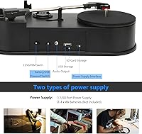 Vista 4 de Convertidor a MP3, tocadiscos profesional USB 2.0 tocadiscos a convertidor MP3, convierte registros a MP3 para facilitar la batería USB