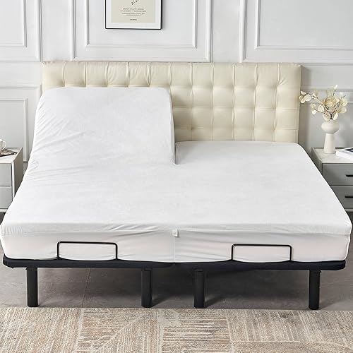 Miniatura 2 de Protector de colchón impermeable 32-34 con parte superior dividida Cal King para cama ajustable, cabeza flexible, de bambú suave, tamaño California