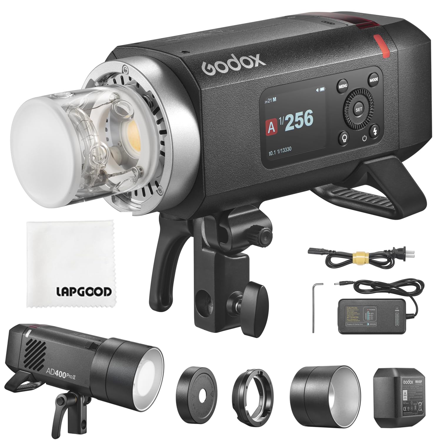 Godox AD400ProII 400Ws Blitzgerät für Fotografie AD400Pro II Outdoor Blitz | AD400 PRO II Blitz TTL GN72 HSS 1/8000s,0.01–1s Ladezeit,2.4G Wireless X mit 30W Bi-Color LED-Einstelllicht,2600mAh Batterie