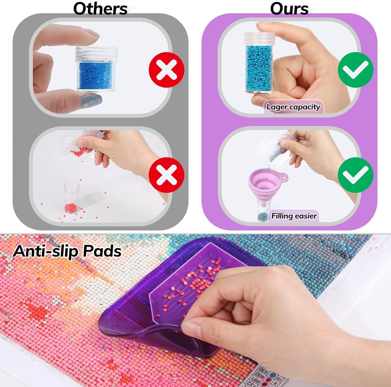 Diamond Painting Accessories and Tools Kit, Audab Diamond Art Kit with 60 Slots Storage Containers, Accessories, Tools, Diamond Painting Sealer for Diamond Art