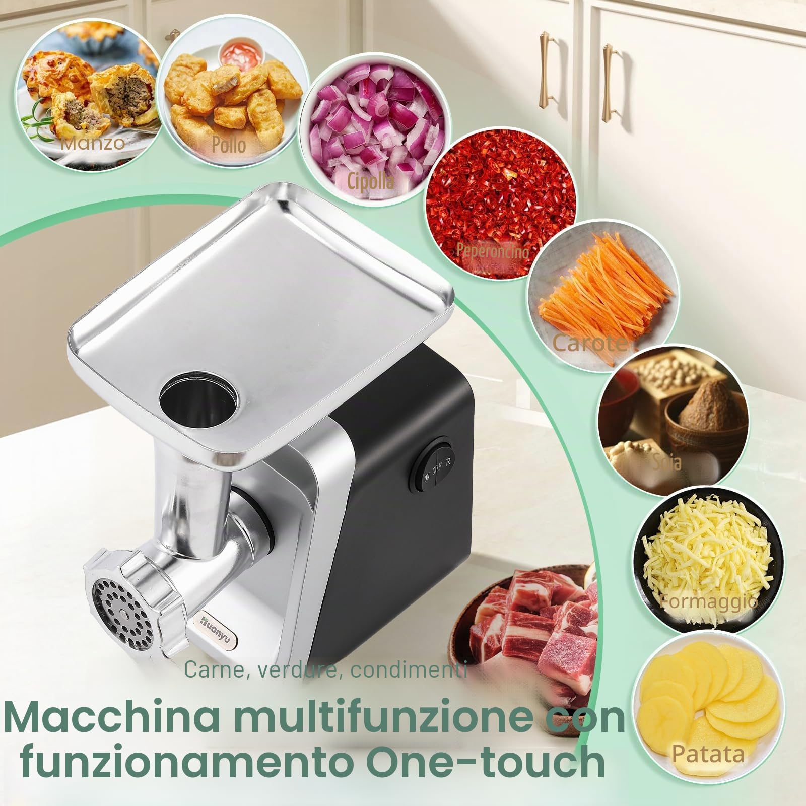 Huanyu Electric Meat Grinder and Cheese Grater (Nero)