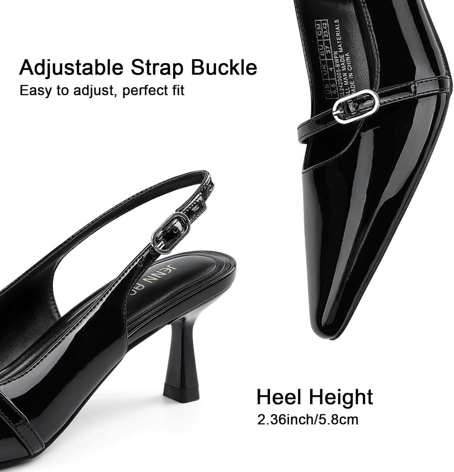 JENN ARDOR Slingback Low Kitten Heels for Women Dress Shoes Pointed Closed Toe Stiletto Sandals Bridal Wedding Party Office Work Pumps - Image 4