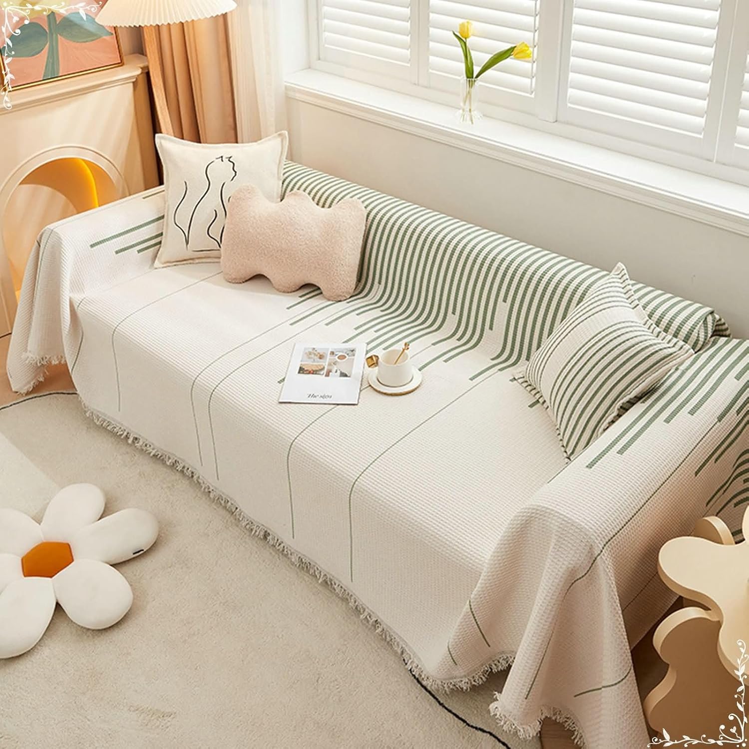 Homxi Sofa Slipcover 2 Seat Cushion,71" W x 78" L,Chaise