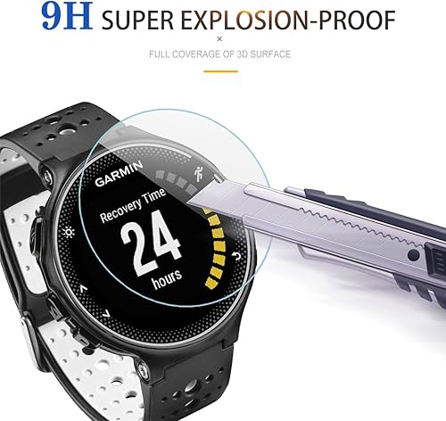 Miniatura 4 de Paquete de 4 protectores de pantalla de vidrio templado para Garmin Forerunner 220/225/230/235/620/630, dureza 2.5D 9H, película protectora de
