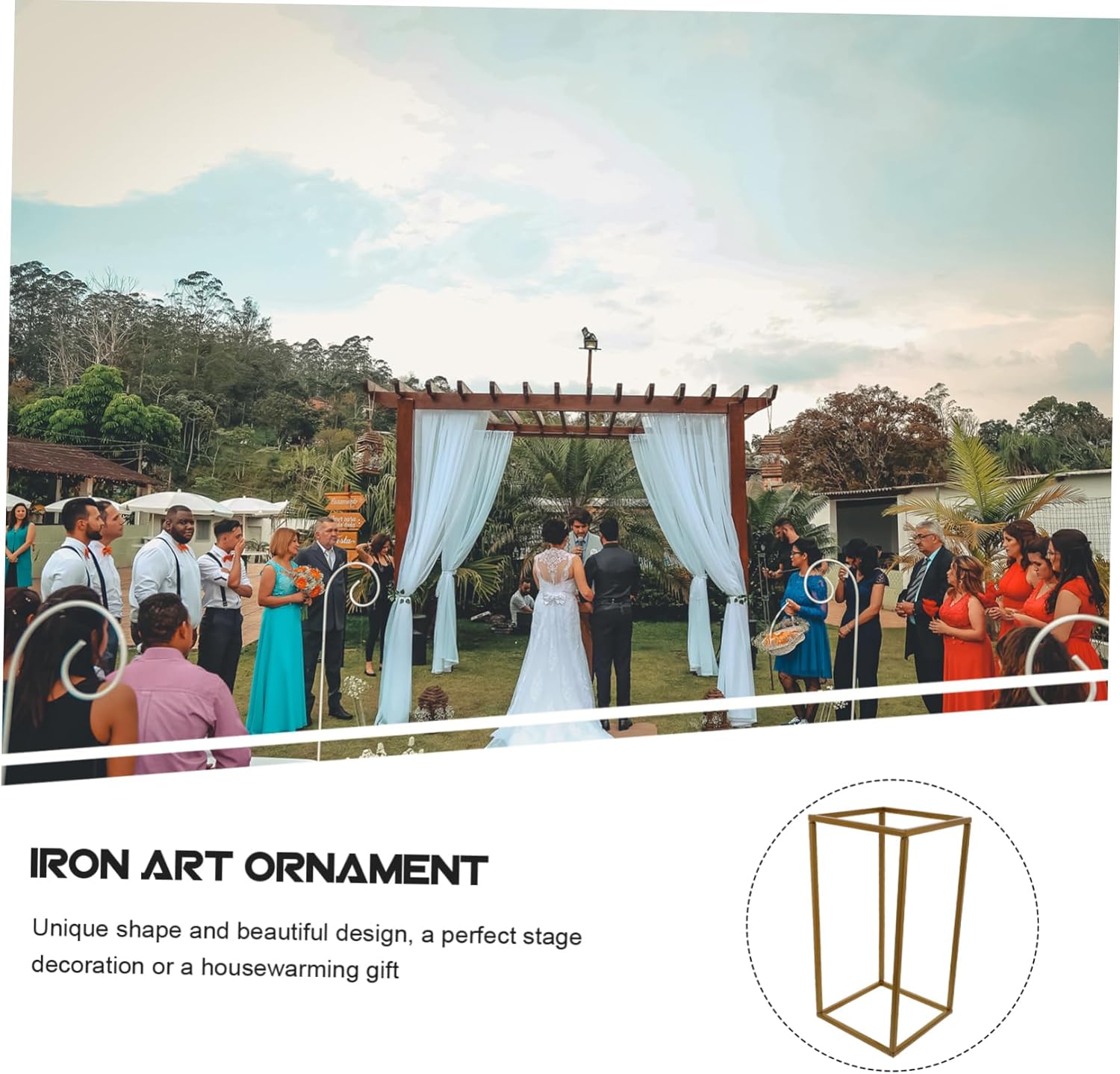 Unomor 1pc Iron Art Decor Rectangular Frame Adorn Wedding Stage Decor Geometric for Party/wedding