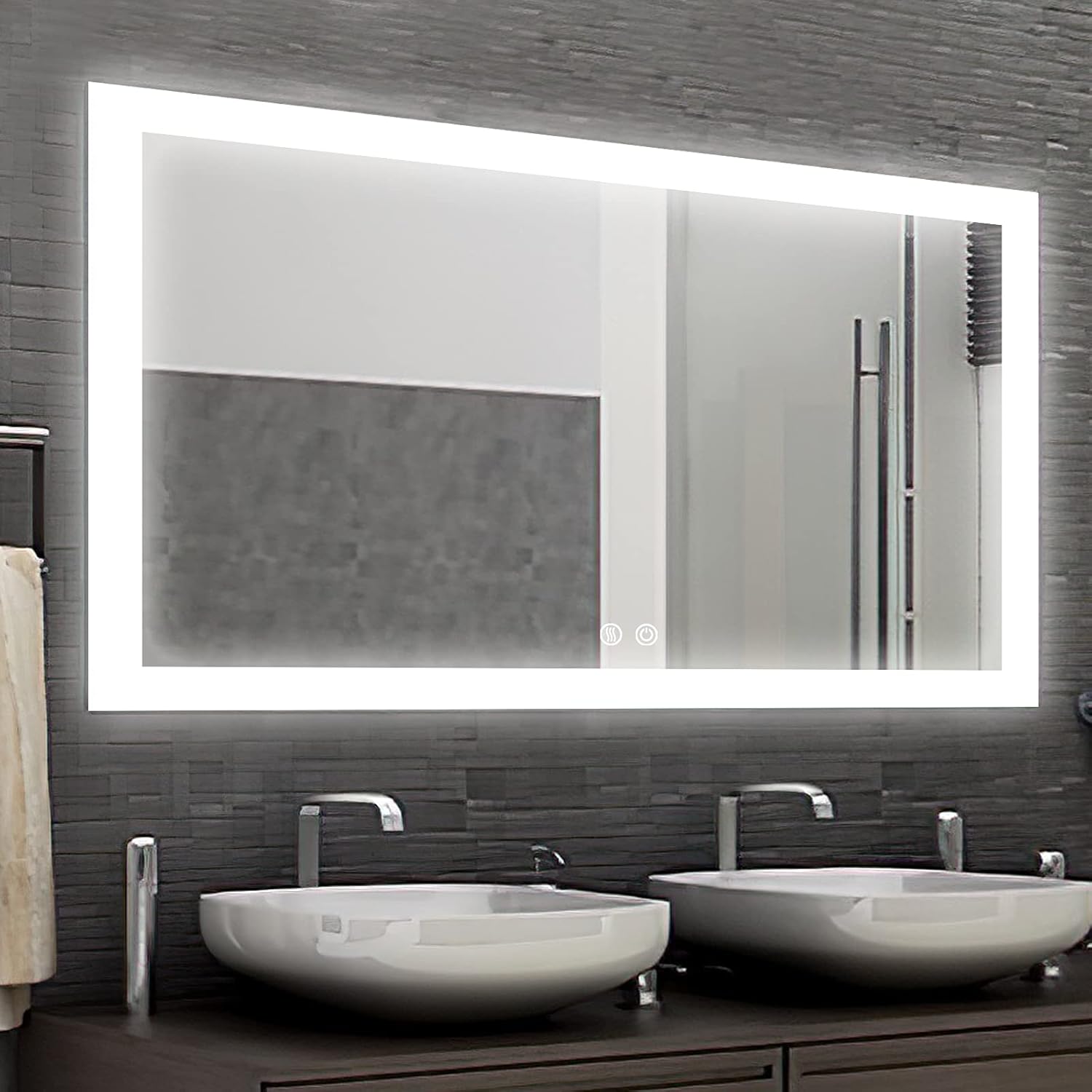 Buy Led Bathroom Mirror Lighted Backlit Wall Mounted Mirror With Defogger Button And Dimmable Memory Touch Button