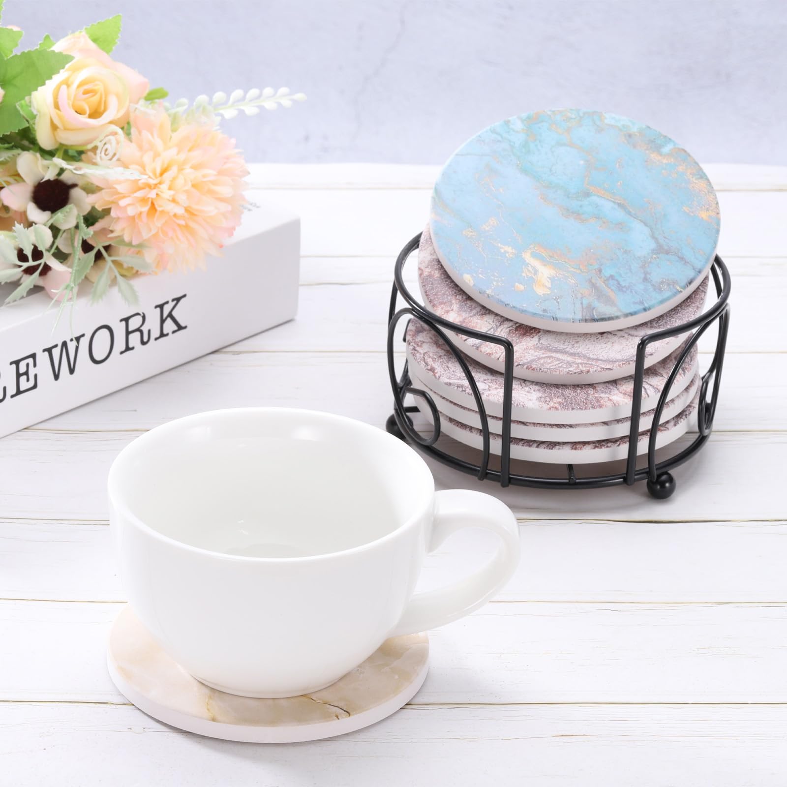Lot De 6 Dessous De Verre Vintage En Métal – Motif Fleurs – Déco Rétro