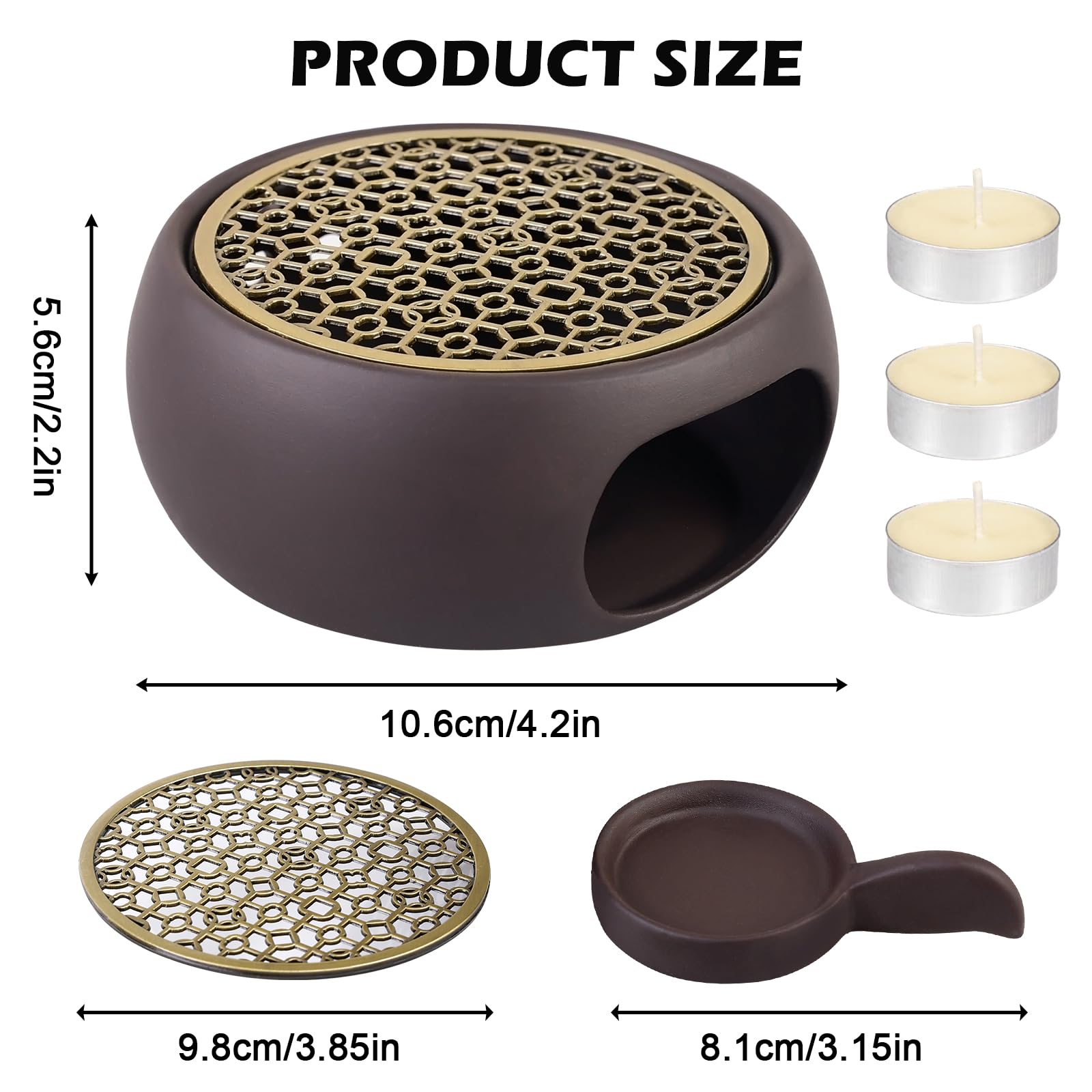 Keramik Stövchen Mit Teelicht - Teewärmer Mit Korkmatte 15cm Schwarz