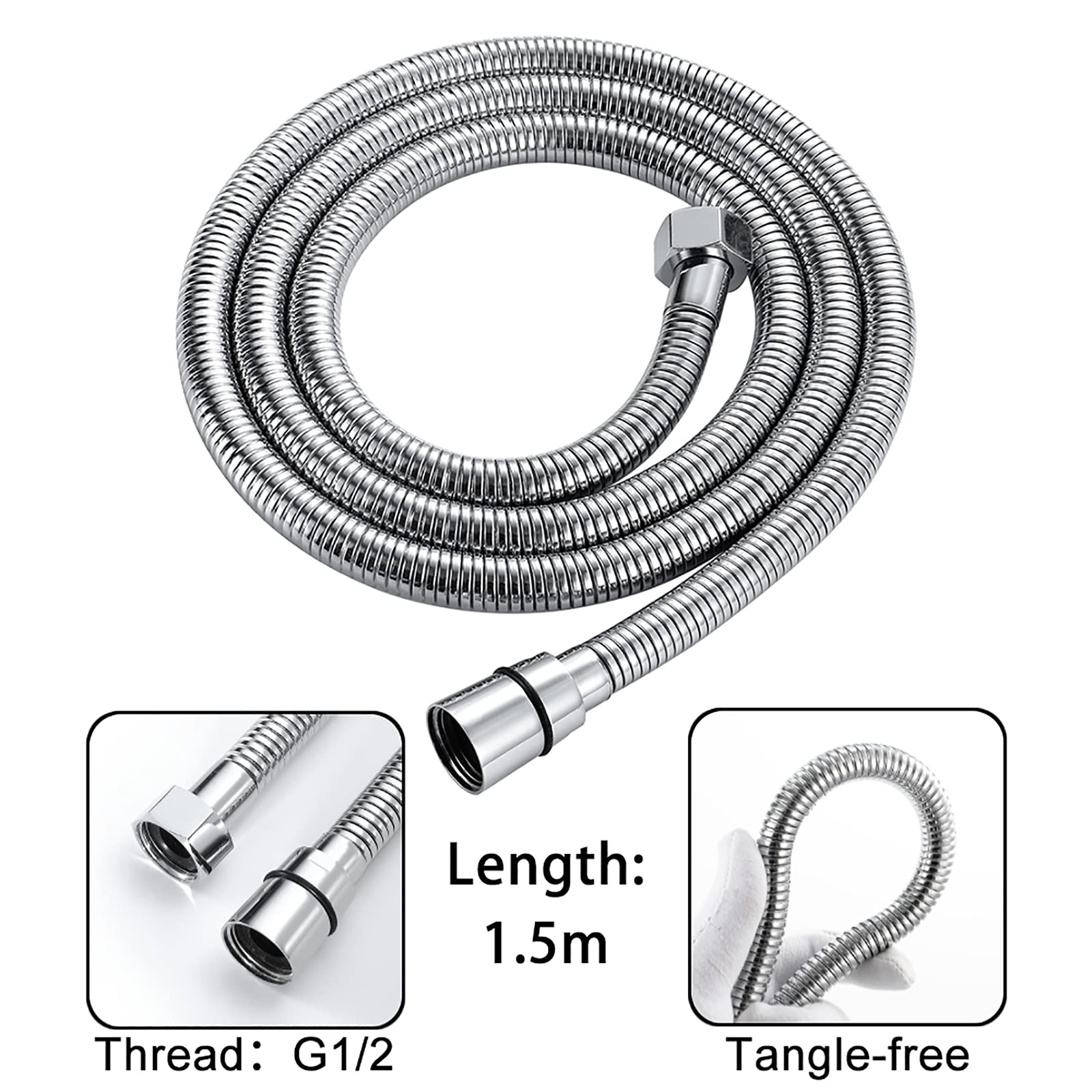 Rociador de Ducha de Mano Cromado para Ducha Rociadores de Ducha de Mano de Alta Presión Rociador de Ducha de Mano Universal de Alto Flujo con Soporte de Ducha de Manguera de 1,5 M