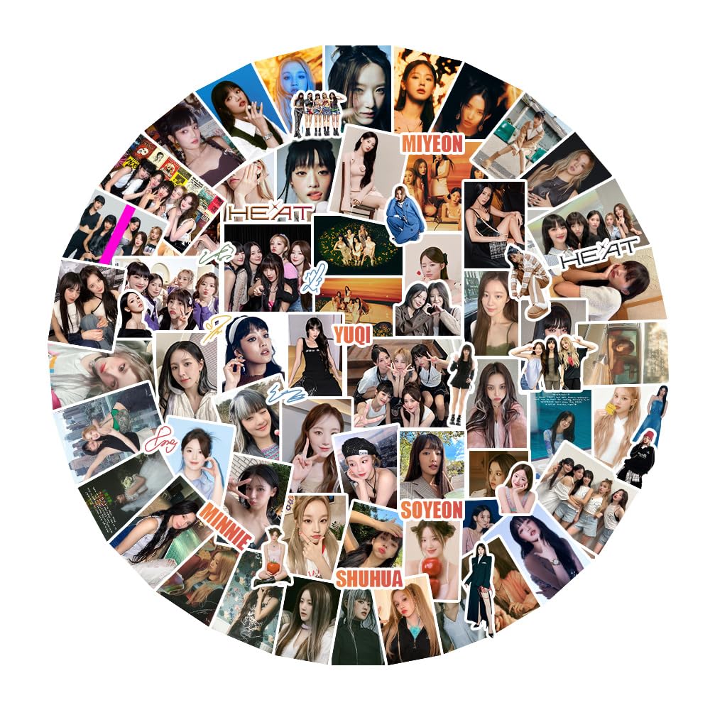 94pcs (G) I-DLE Stickers Kpop (G) I-DLE Heat The Album Stickers (G) I-DLE Lrregular Stickers for Characters High-Looking Decorative Pattern DIY Water Cup Hand Ledger Stickers (G) I-DLE Fans Gift