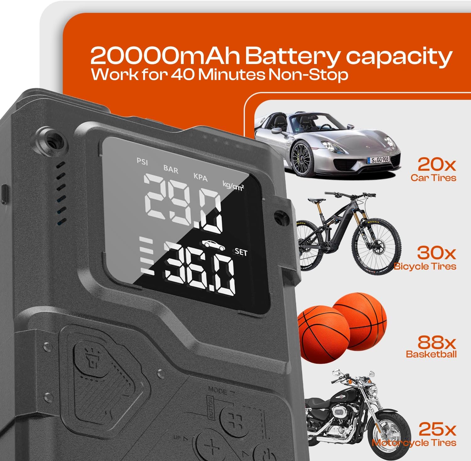 3000A Jump Starter with Air Compressor,Portable Car Battery Jump Starter,12V Jump Box Car Battery Jump Starter，with 150PSI Tire Inflator,with Jumper Cables, Lights(10L Diesel All Cars)