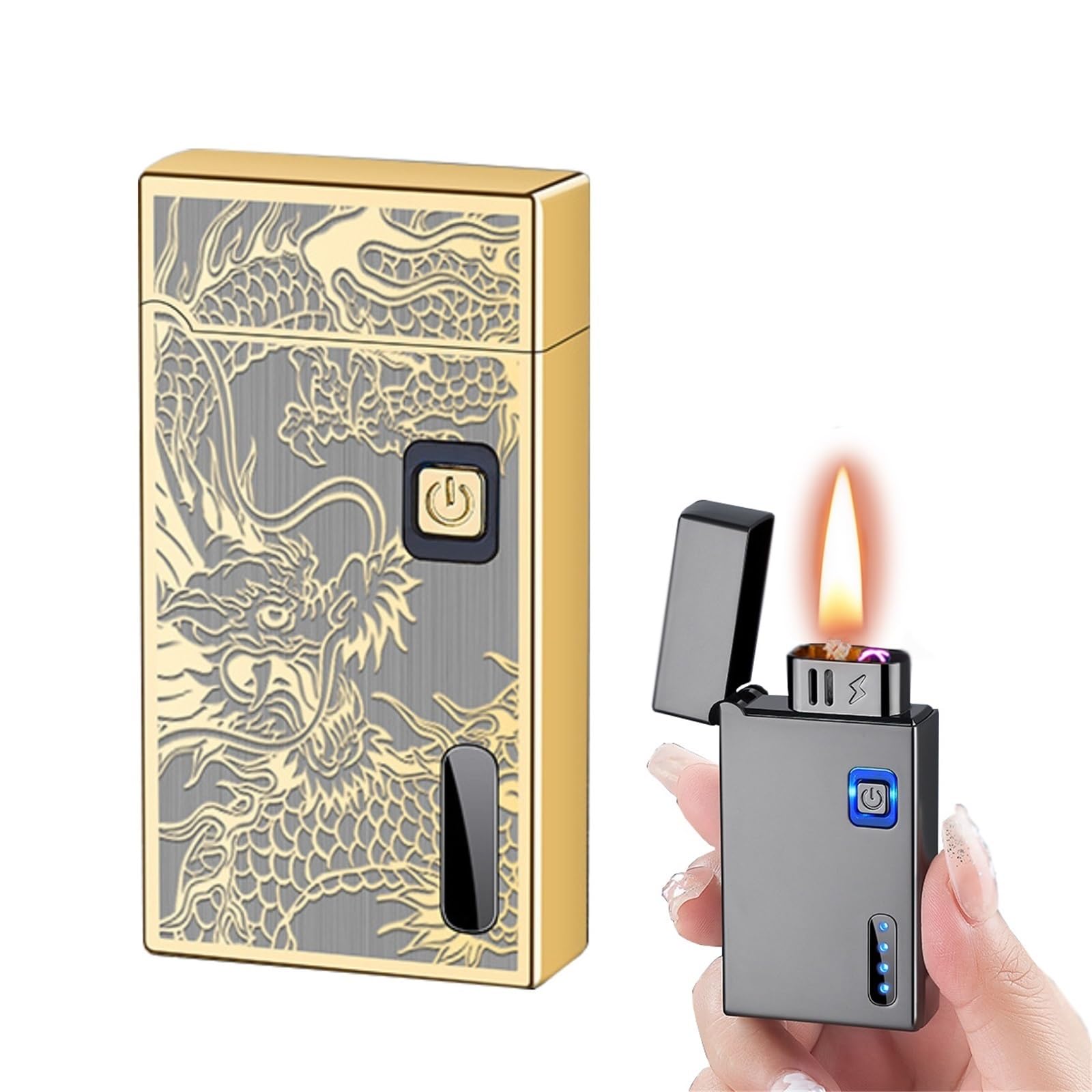 Briquet à flamme douce au kérosène - Double arc résistant au vent - Réutilisable - Plusieurs méthodes d'allumage - Idéal pour l'intérieur et l'extérieur - Pour fumeurs et camping-cars