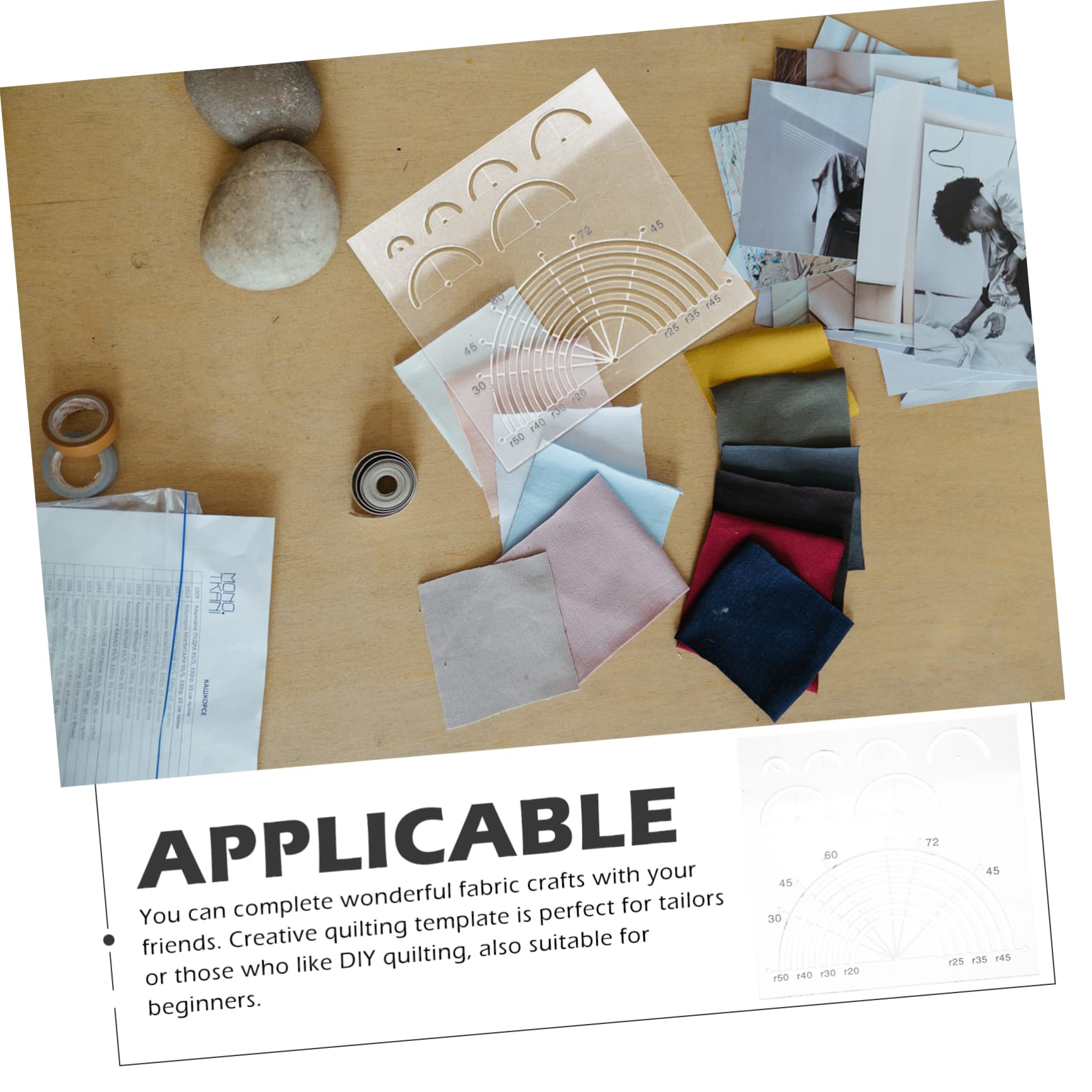 SEWACC 5piezas Regla Acrílica Semicircular Para Acolchado Plantilla De Costura Transparente Herramienta De Manualidades Para Quilting y Patchwork Para Proyectos De Costura