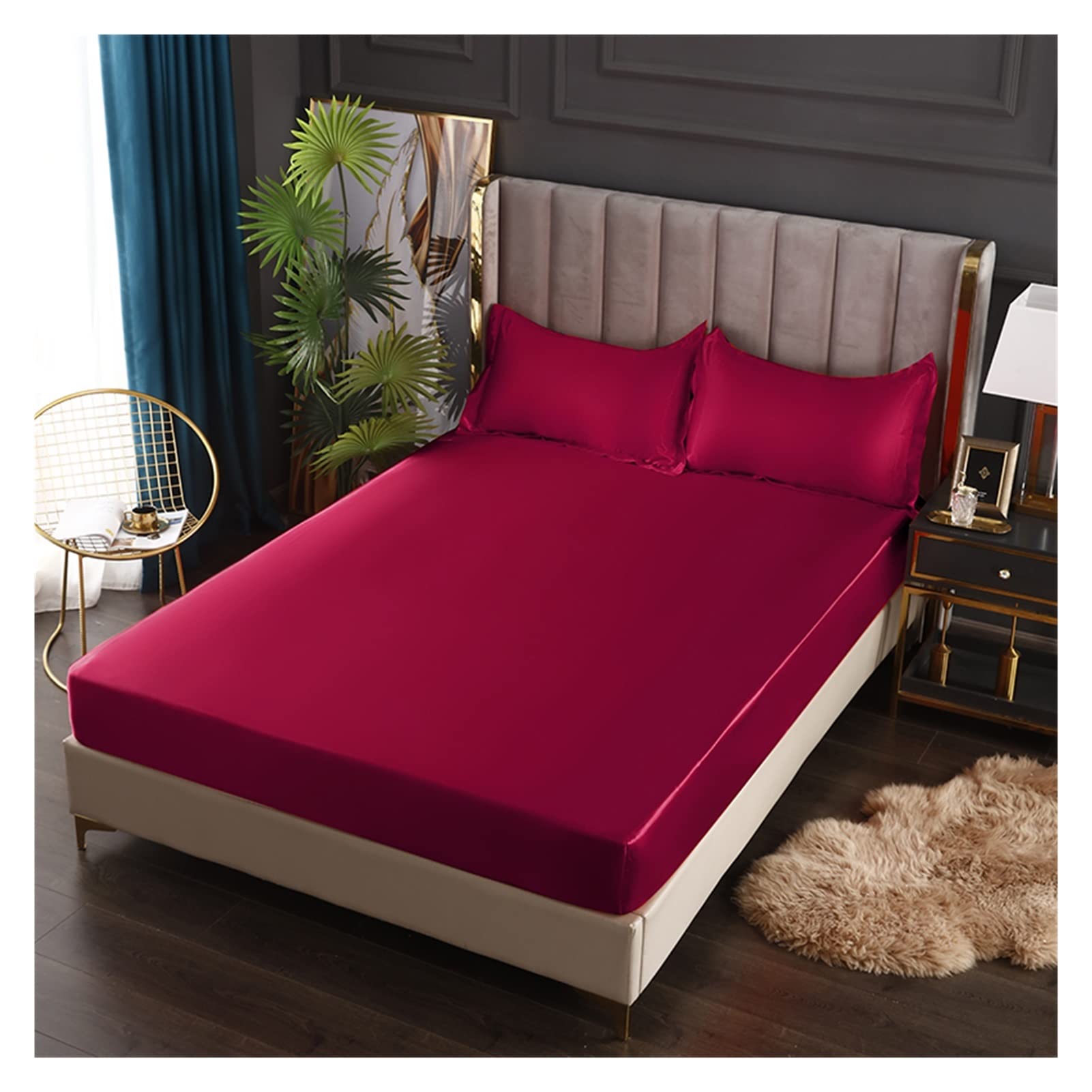 Satin de soie drap-housse thermorégulateur anti-transpiration pour lit