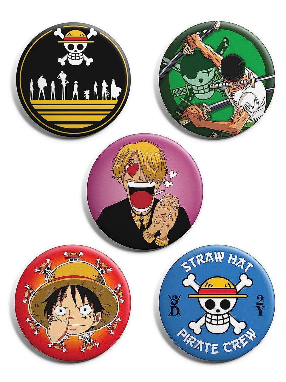 Anime Inspired Matte Laminated Anti-Scratch Badges, 58mm - Pack of 5