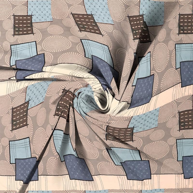 Image of la'amour Premium Glace Cotton 180 TC Flat Single Bedsheets for Summer Breathable | Wrinklefree (Size-60 X 90 Inch) with 1 Pillow Covers (Size-17 X 27 Inches, Beige and Grey)