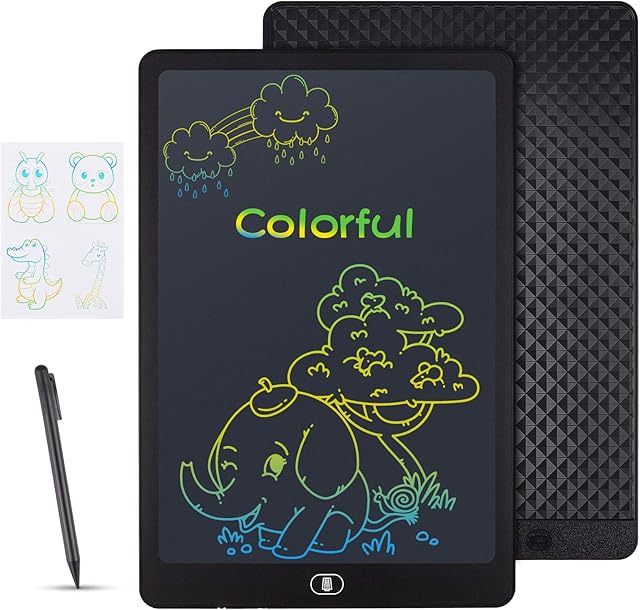 Mardiko LCD Writing Tablet Colorful Drawing Tablet Kids Doodle Scribbler Pad Graphics Boards Lock-Key Erasable Drawing Pad Writing Board for Kids Boys Girls Adult (15 Inch, Black)