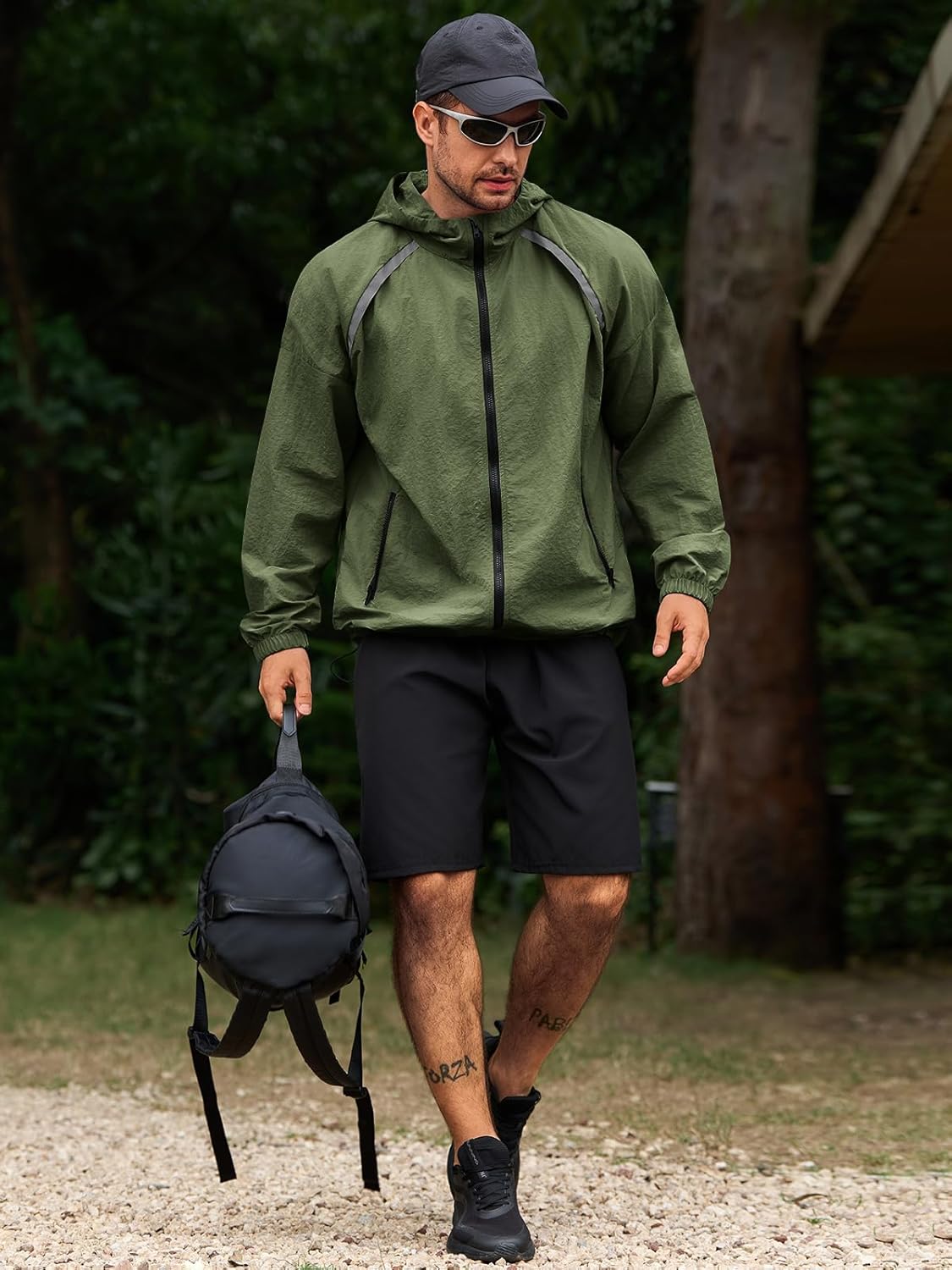 Yousify Mens Lightweight Jacket Full Zip Hooded Reflective Athletic Jacket Unlined Quick-drying Coat for Cycling Outdoor - Image 5