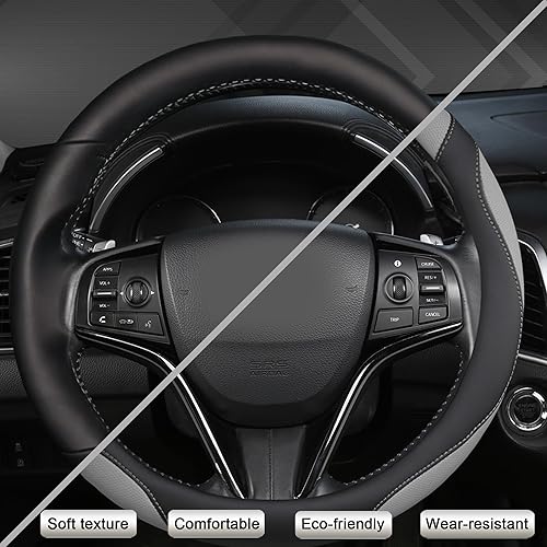 Miniatura 5 de West Llama Funda personalizada para volante de automóvil Honda Accord CR-V HR-V Pilot Odyssey (negro + gris, tamaño estándar)