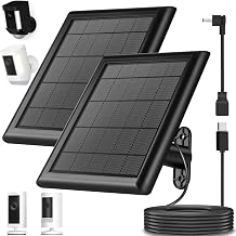 8W Solar Panel Charger for Ring Camera, 9.8inch Camcorder Solar Panel with 10FT USB C Cable for Ring Outdoor Cam Plus, Stick Up Cam/Pro, Spotlight Camera Plus/Pro Battery 8W-2Pack