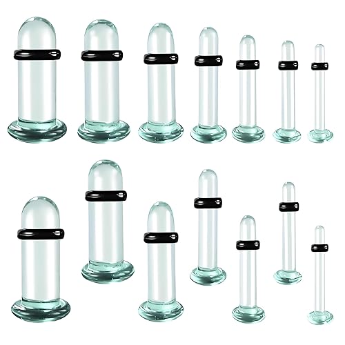 Glass Ear Stretching Kit, Single Flare Plugs & Rubber Rings,