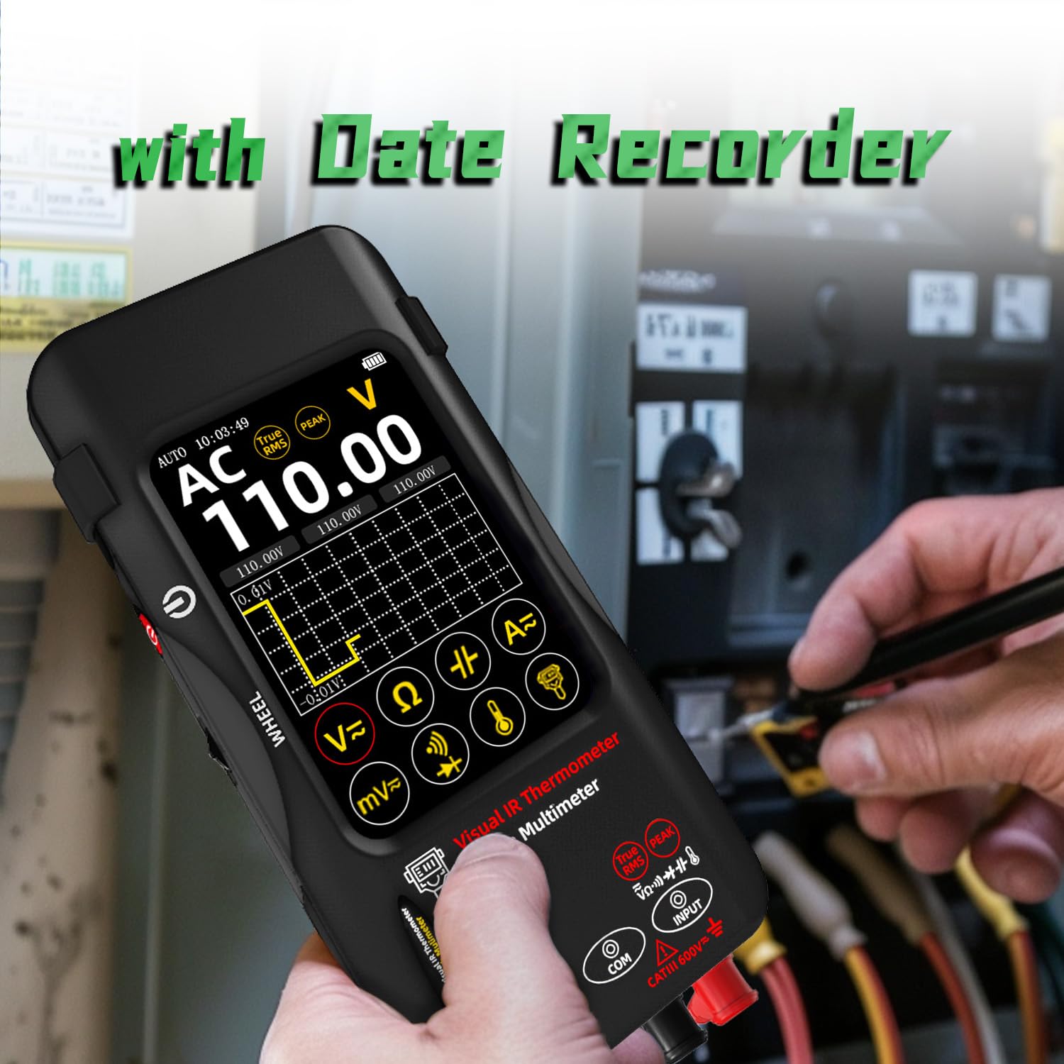 BSIDE Thermal Imaging Multimeter Date Recorder with Macro Lens, 428x320 IR Resolution with 15 Thermal Palettes, 20000 Counts with Dual-Light Fusion, Measures Cap Amp Temp Diode for PCB Circuit Break