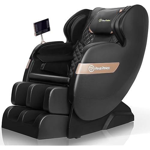 Real Relax 2025 Full Body Massage Chair of Dual-core S Track,Shiatsu Massage Recliner of Zero Gravity with APP and LCD Control,Lower Back and Calf Heating,Bluetooth,Home or Office Use,Black