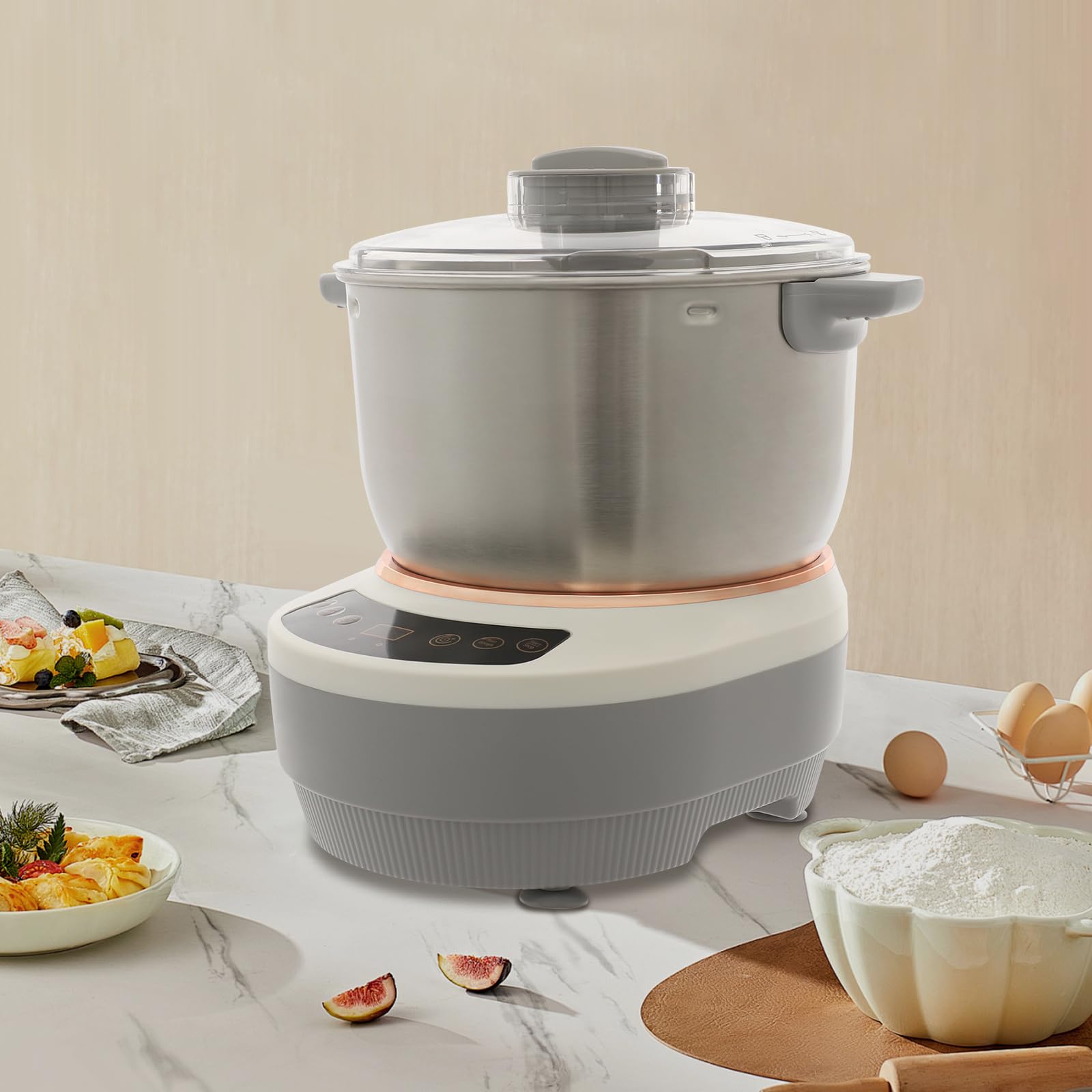 Máquina automática de pasta de 7L 250 W, eléctrica de acero inoxidable con función de fermentación, amasadora automática, fermentación a 45 °C, temporizador inteligente para hacer pasta de pan y pizza