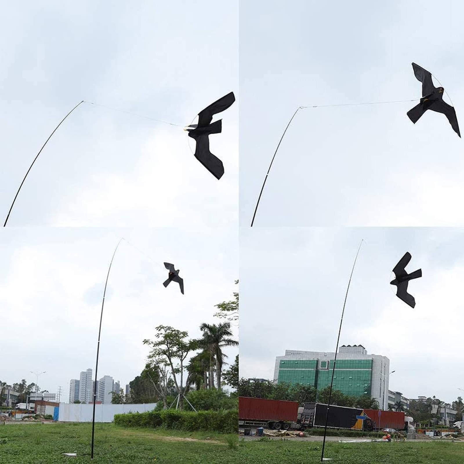 Aves Rapaces simuladas contra Palomas, Cuervos, Cuervos y Otras Aves Cometas, repelentes de pájaros Cometa espantapájaros Flying Hawk expansible con pértiga telescópica de 7 m