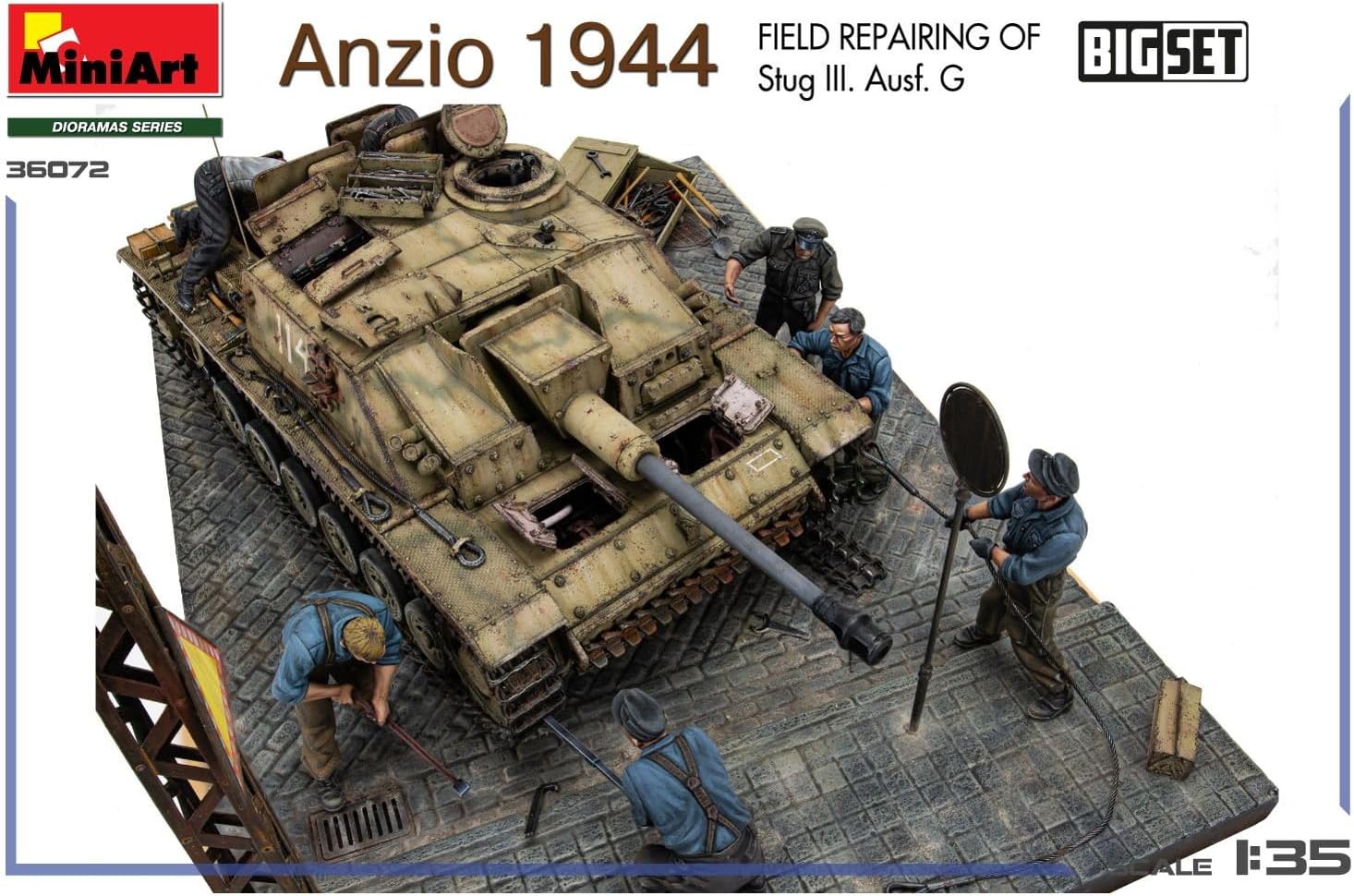 Mini Art MA36072 1/35 Anzio 1944 III Assault Gun G Type Site Repair Big Set Plastic Model