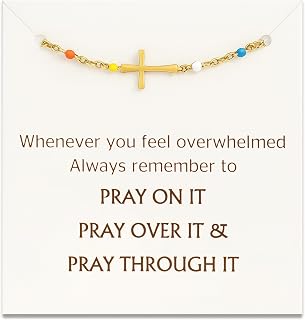 Pray On It Pray Over It Pray Through It Cross Bracelet For Women, Inspirational Christian Gift For Sister, Best Friend, Daughter, Girlfriend, Wife, Teen Girls, Religious Stainless Steel Bracelet