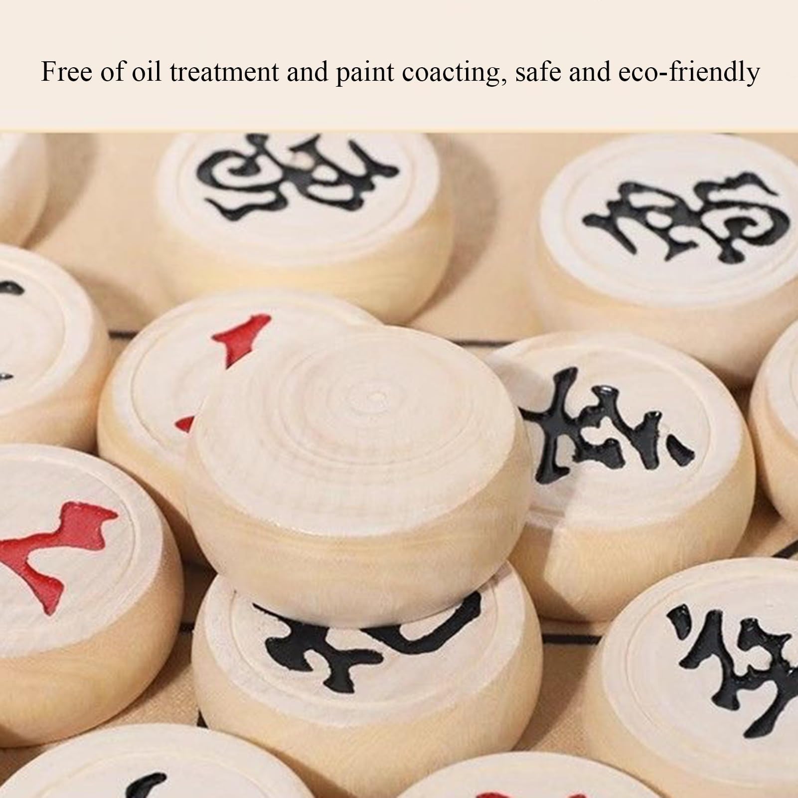 Juego de ajedrez Chino de Madera de Abedul Xiangqi con Tablero de ajedrez de Cuero en Caja de Papel Duro