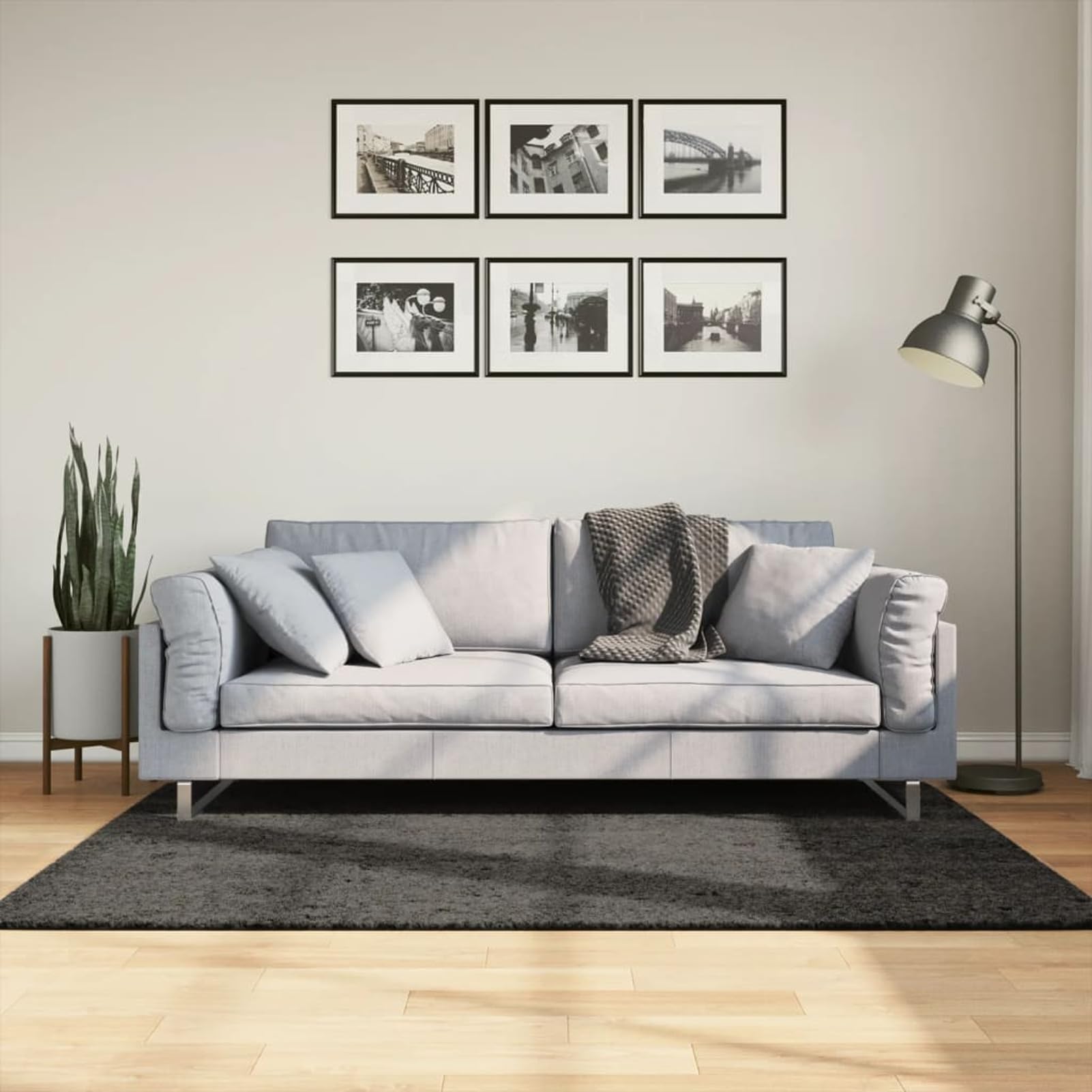 Tapis effet fourrure ISTAN anthracite brillant 120 x 170 cm lavable et ultra doux