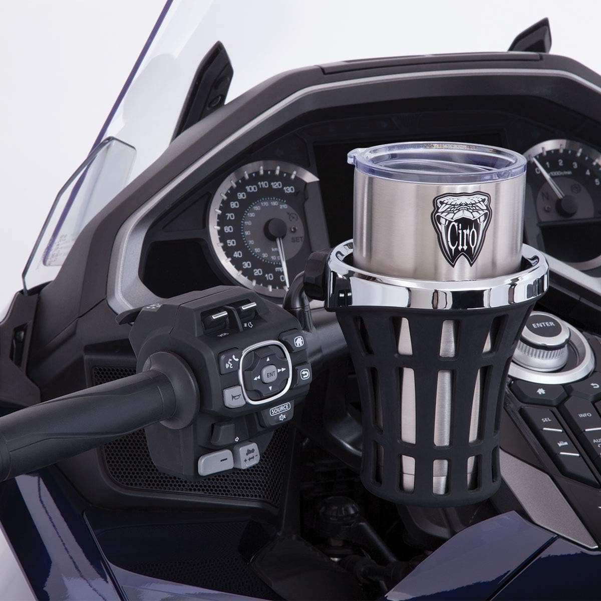 Goldstrike Big Ass Drink Holder with Black Left Side Accessory Mount for Gold Wing : Ciro: Automotive