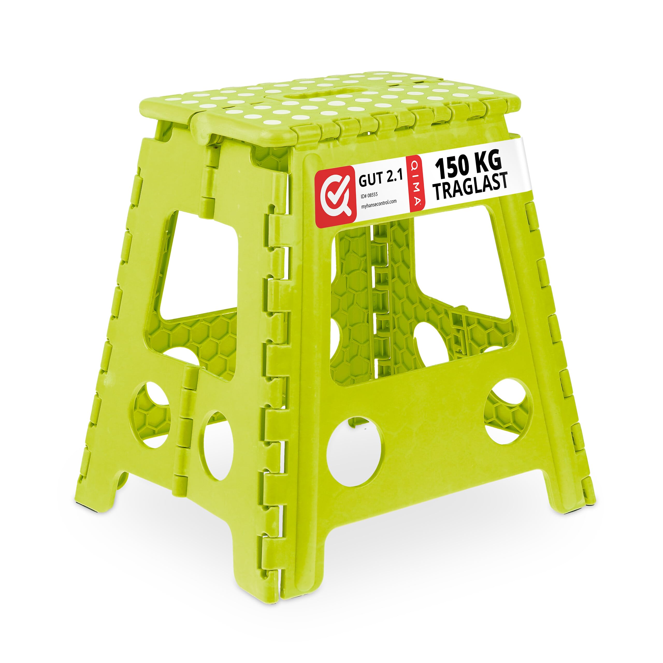 Relaxdays Klapphocker faltbar, Camping Hocker, Kinder Badhocker, bis 150 kg, Kunststoff, HxBxT: 39 x 39 x 32 cm, grün, Hellgrün