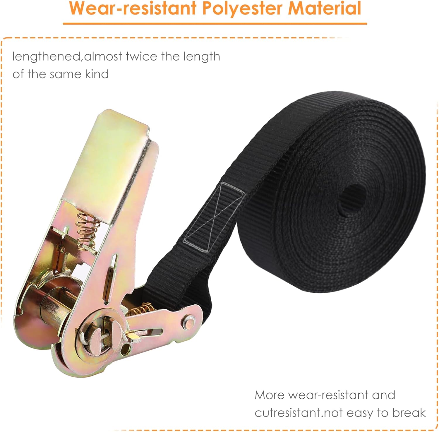 LIFERUN 10 Pack 1" x 20' Ratchet Straps Heavy Duty, 1760lbs Break Strength Endless Ratchet Strap, NO Hook, Tie Down Straps for Motorcycles, Goods, Luggage,Black