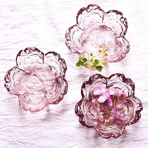 Miniatura 4 de Juego de 4 platos de salsa Sakura, platos de aperitivo de cristal con flor de cerezo rosa, cuencos de inmersión, platos de degustación, platos para