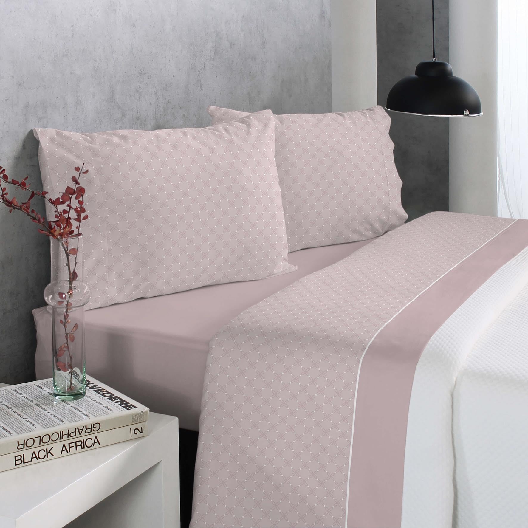 Reig Marti Juego de Sábanas de Coralina Waldan, Diseño Geométrico Rosa, 3/4 Piezas (150 cm)