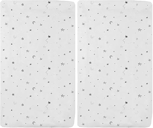 Miniatura 71 de American Baby Company Paquete de 2 sábanas bajeras de 100 % algodón de 18 x 36 pulgadas, compatible con moisés Mika Micky, blanco, suave