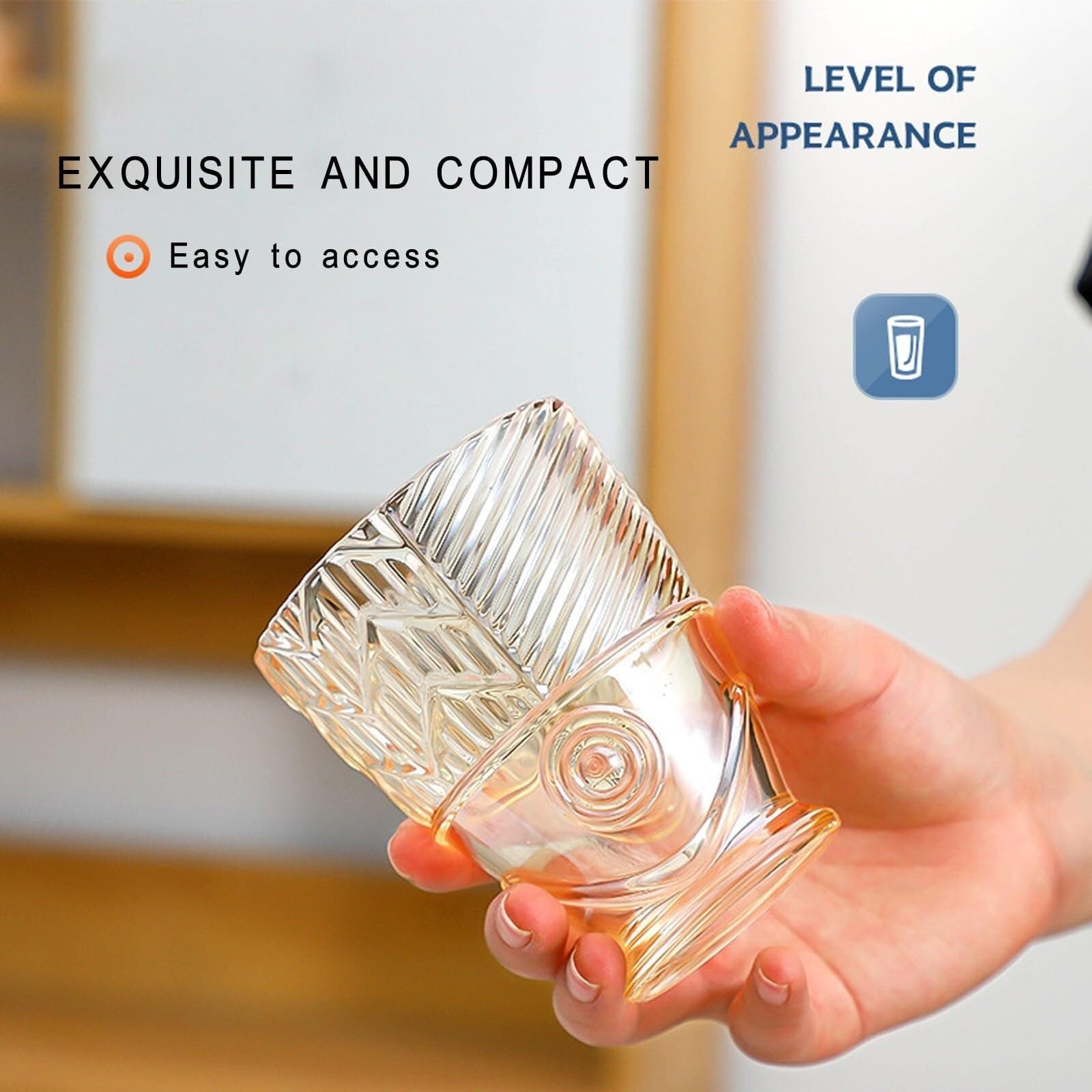 INSETLAN Juego De 6 Vasos De Cristal Vintage 14 Onzas Onduladas Vasos Para Beber Art Deco Glassware Highball Vasos De Coctel Clasicos De Fondo