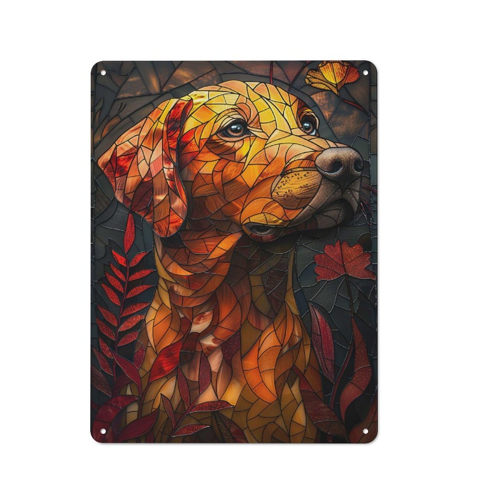 Junmoney Abstract Labrador Dog Vintage Tin Wall Plaque 40X30cm For Studio Or Craft Room, For Garage, Workshop And Man Cave Decoration