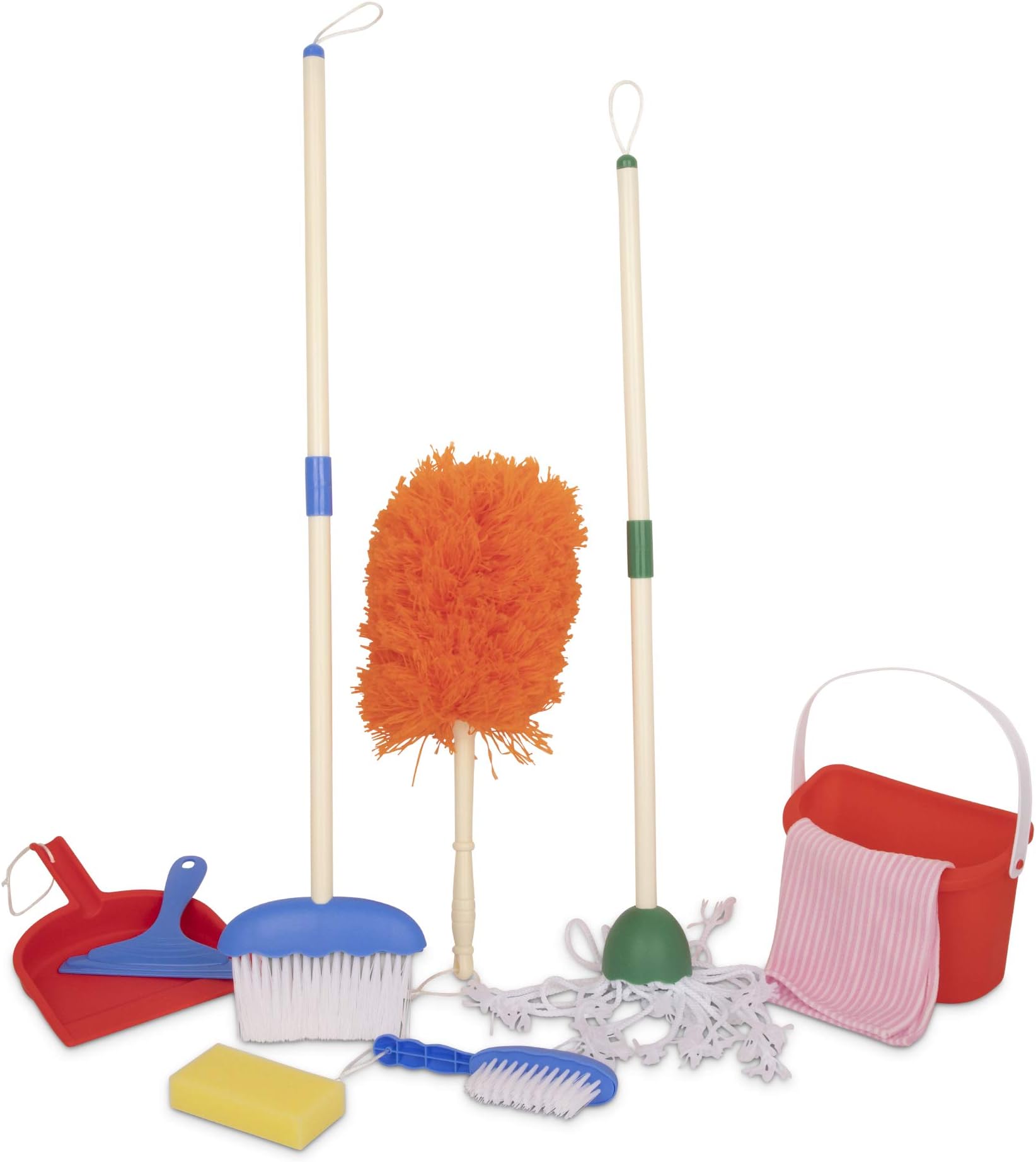 Playkidiz Kids Cleaning Set, 11Pcs - Deluxe Cleaning Set Includes Spray, Mop, Brush, Broom, Sponge, Squeegee - Play Helper Realistic Housekeeping Set, Recommended For Ages 3+