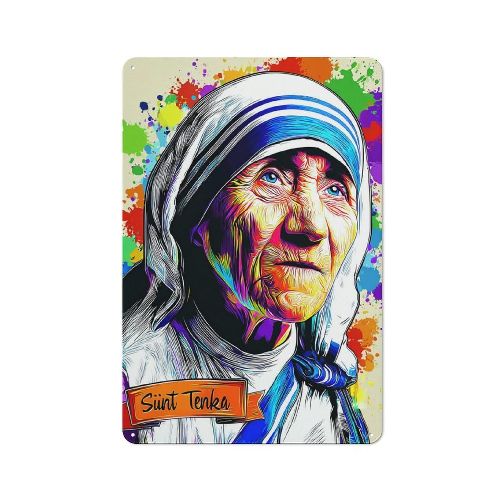 Junmoney Saint Teresa Artwork Metal Wall Sign 30X20cm Featuring For Hallway Wall, Suited To Wall Display Collectors